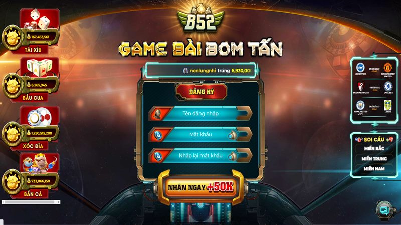 Hướng dẫn thao tác đăng ký thẻ hội viên của cổng game B52