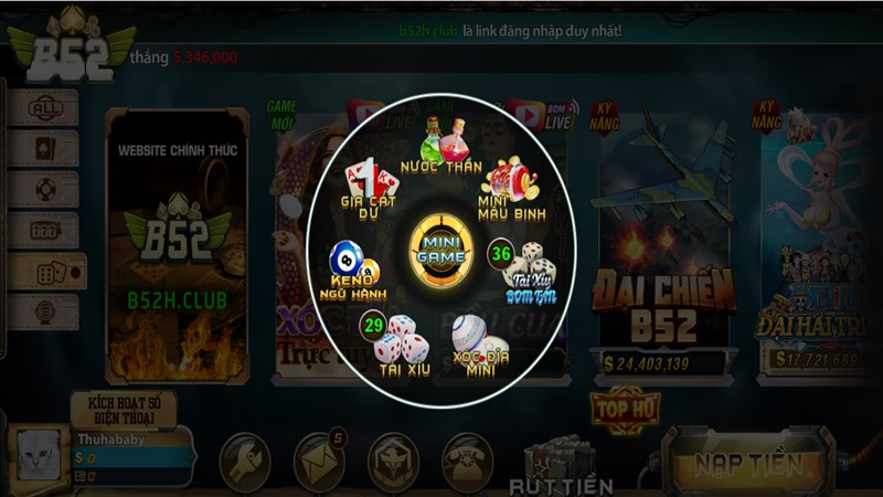 Hệ thống Mini game B52 trực tuyến đa dạng, thưởng giá trị